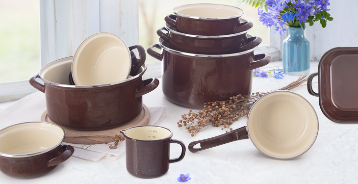 ODOLNÉ SMALTOVANÉ NÁDOBÍ BROWN