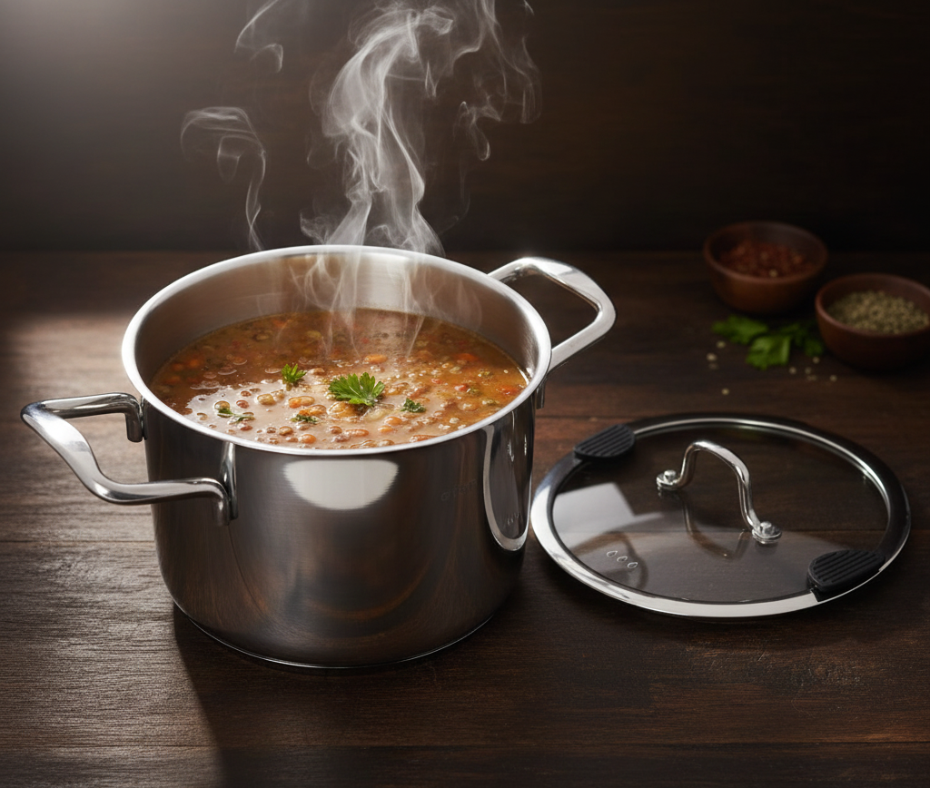 Čočková polévka v hrnci VENICE s poklicí 4,6 l