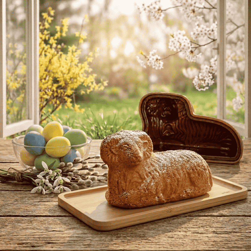 velikonoční beránek a kermaická forma na beránka