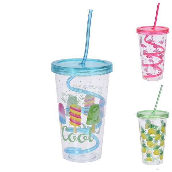 Pohár s víčkem a brčkem 0,45 l