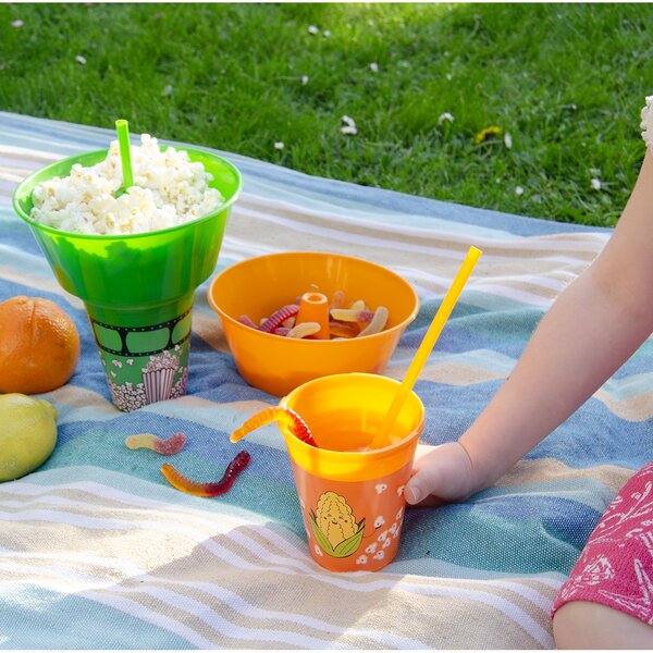 Pohár s miskou kukuřice a brčkem 0,55 l