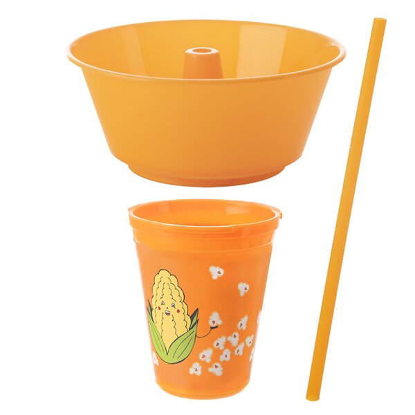 Pohár s miskou kukuřice a brčkem 0,55 l