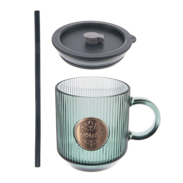 Hrnek s víčkem a brčkem VERDE 0,35 l