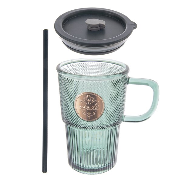 Hrnek s víčkem a brčkem VERDE 0,46 l