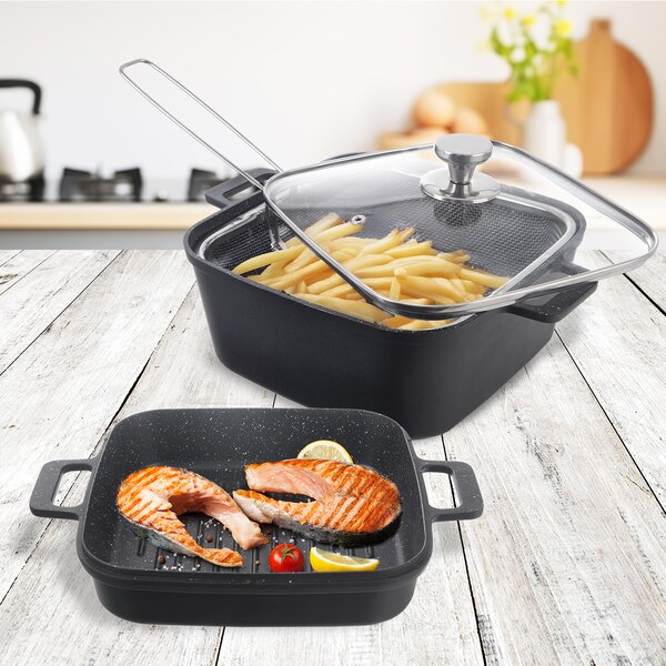 Pekáč GRANDE s víkem 32,5x24,5x16,5 cm oboustranný + frit. košík