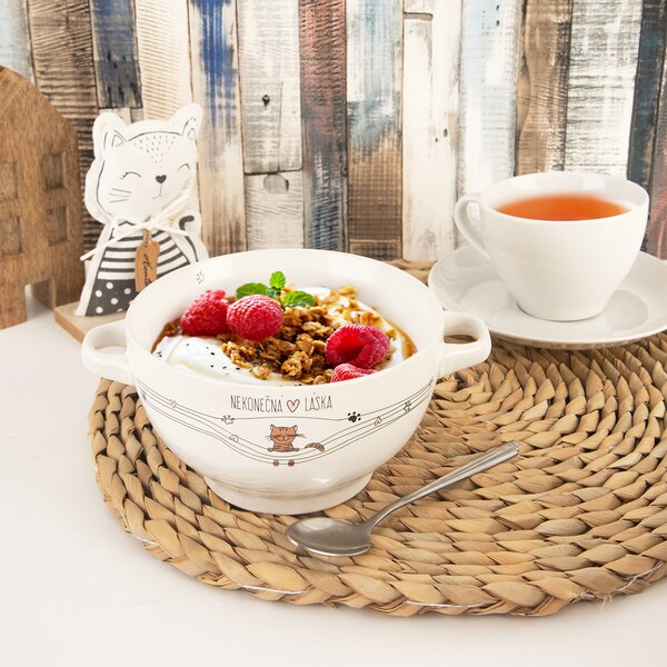 Miska NEKONEČNÁ LÁSKA kočka s uchy pr. 14 cm