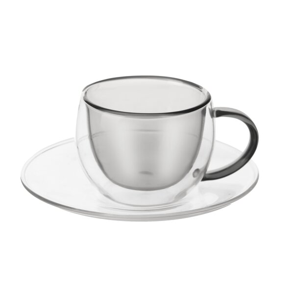 Dvoustěnný hrnek s podšálkem DOUBLE 0,1 l 2 ks