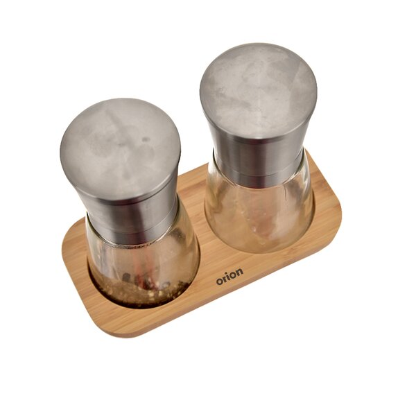 Mlýnek na koření s podnosem 2 ks