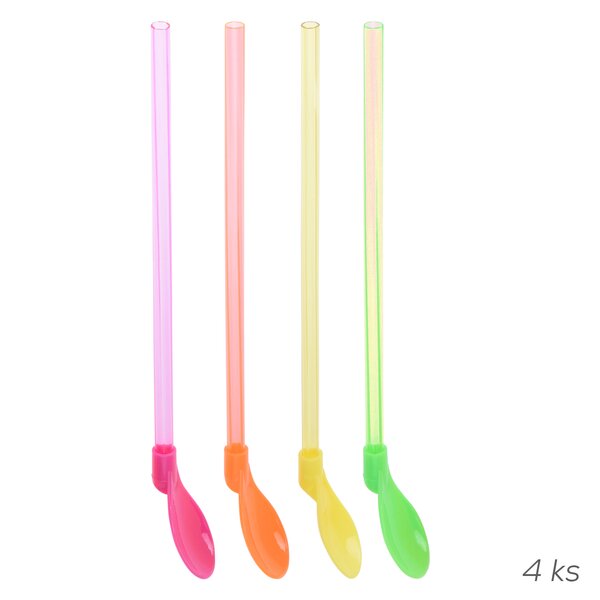 Nápojové brčko se lžičkou 4 ks 
