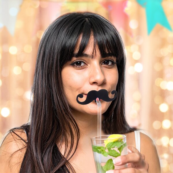 Nápojové brčko opakované použití knír 5 ks