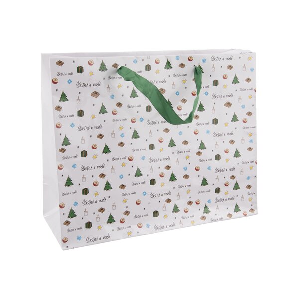 Dárková taška Šťastné a veselé 32x12x26 cm
