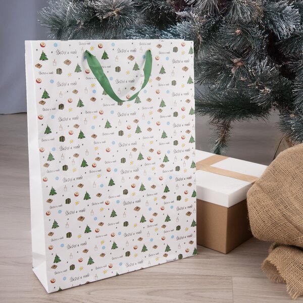 Dárková taška Šťastné a veselé 32,5x10x45,5 cm