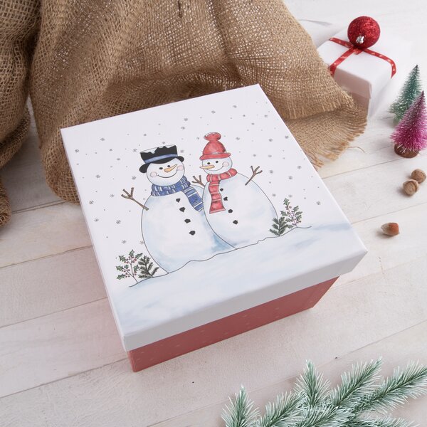 Dárková krabice SNĚHULÁK 15,5x15,5x10 cm