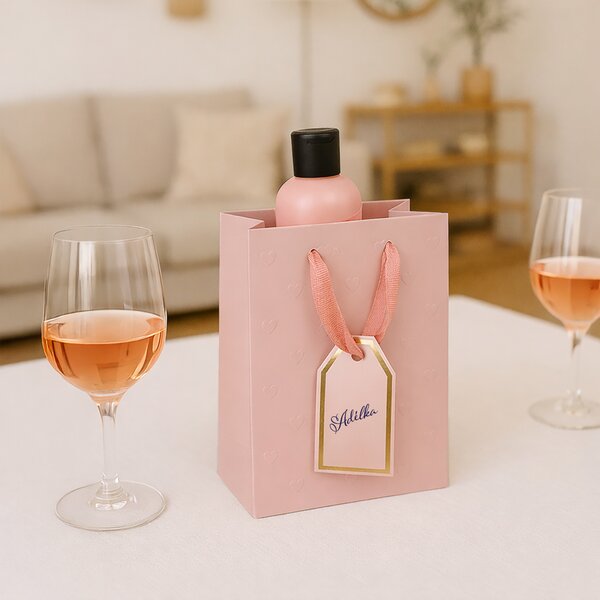 Dárková taška vytlačovaná srdíčka 18x10x23 cm