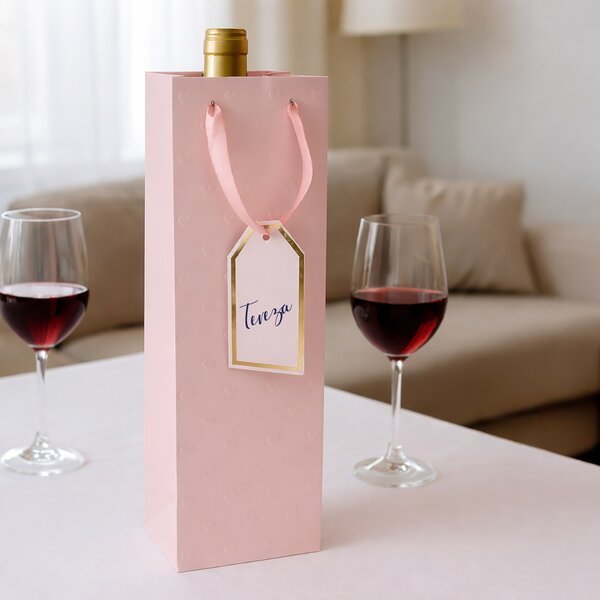 Dárková taška vytlačovaná srdíčka 12x9x36 cm