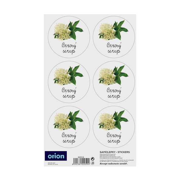 Samolepky na láhve Bezový sirup