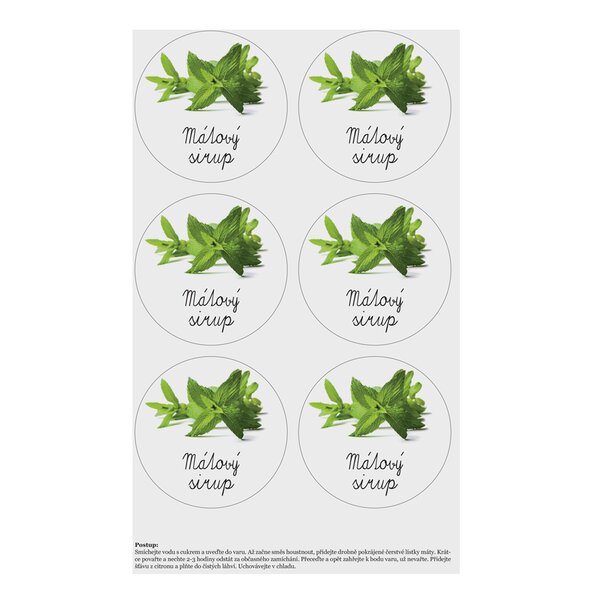 Samolepky na láhve Mátový sirup