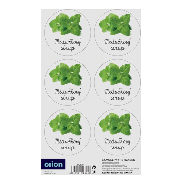 Samolepky na láhve Meduňkový sirup