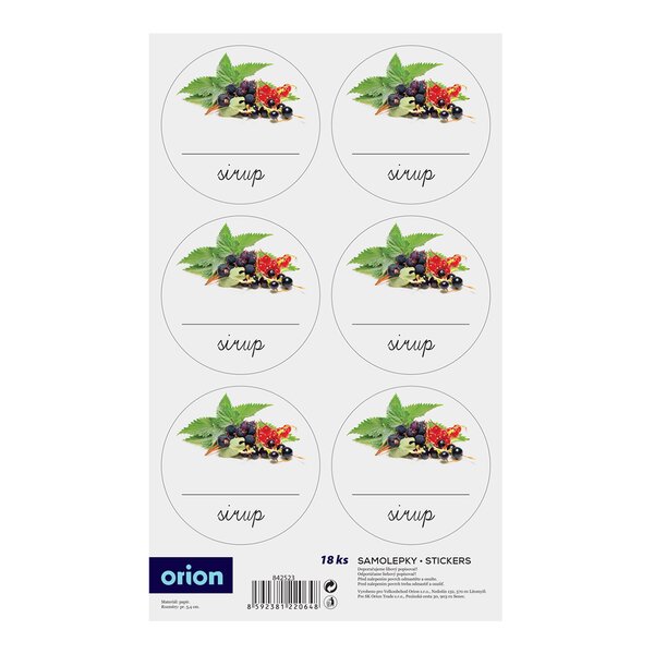 Samolepky na láhve sirup