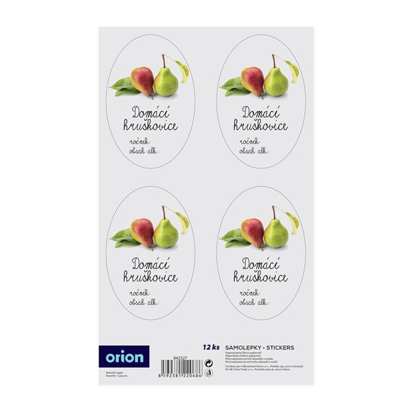 Samolepky na láhve Domácí hruškovice