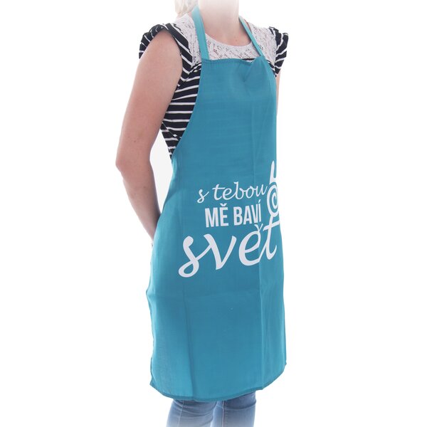 Kuchyňská zástěra S TEBOU MĚ BAVÍ SVĚT 