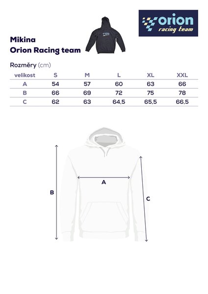 Mikina s kapucí Orion RACING vel. XL