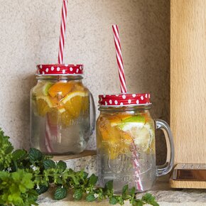 Sklenice s víčkem a brčkem 0,45 l