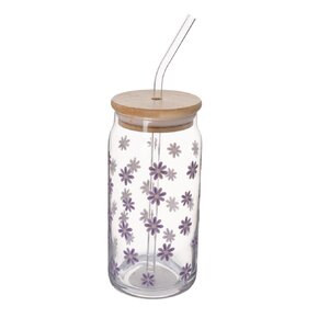 Sklenice s víčkem a brčkem 0,5 l 1 ks