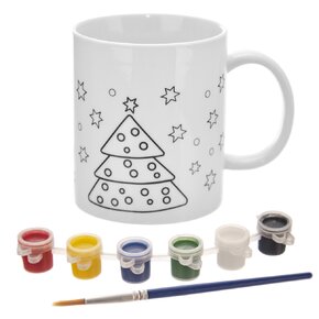 Hrnek s barvami a štětcem STROMEK 0,38 l