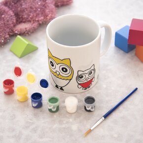 Hrnek s barvami a štětcem SOVA 0,38 l