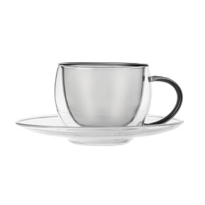 Dvoustěnný hrnek s podšálkem DOUBLE 0,1 l 2 ks