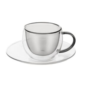 Dvoustěnný hrnek s podšálkem DOUBLE 0,1 l 2 ks