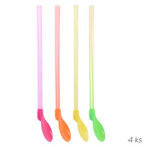 Nápojové brčko se lžičkou 4 ks 