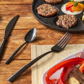 Příbory BLACK Luxure 24 ks + dárek Stojan na nože+5 ks nožů