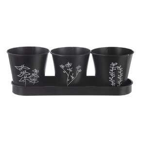 Květináč bylinky BLACK pr. 11cm 3 ks s podtáckem