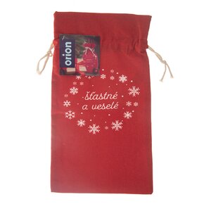 Zatahovací sáček na víno Vánoce 31x14,5 cm