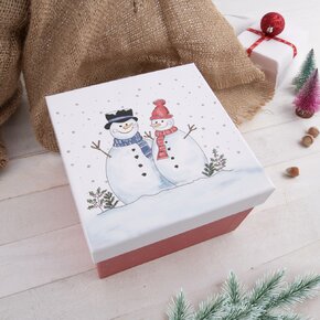 Dárková krabice SNĚHULÁK 15,5x15,5x10 cm